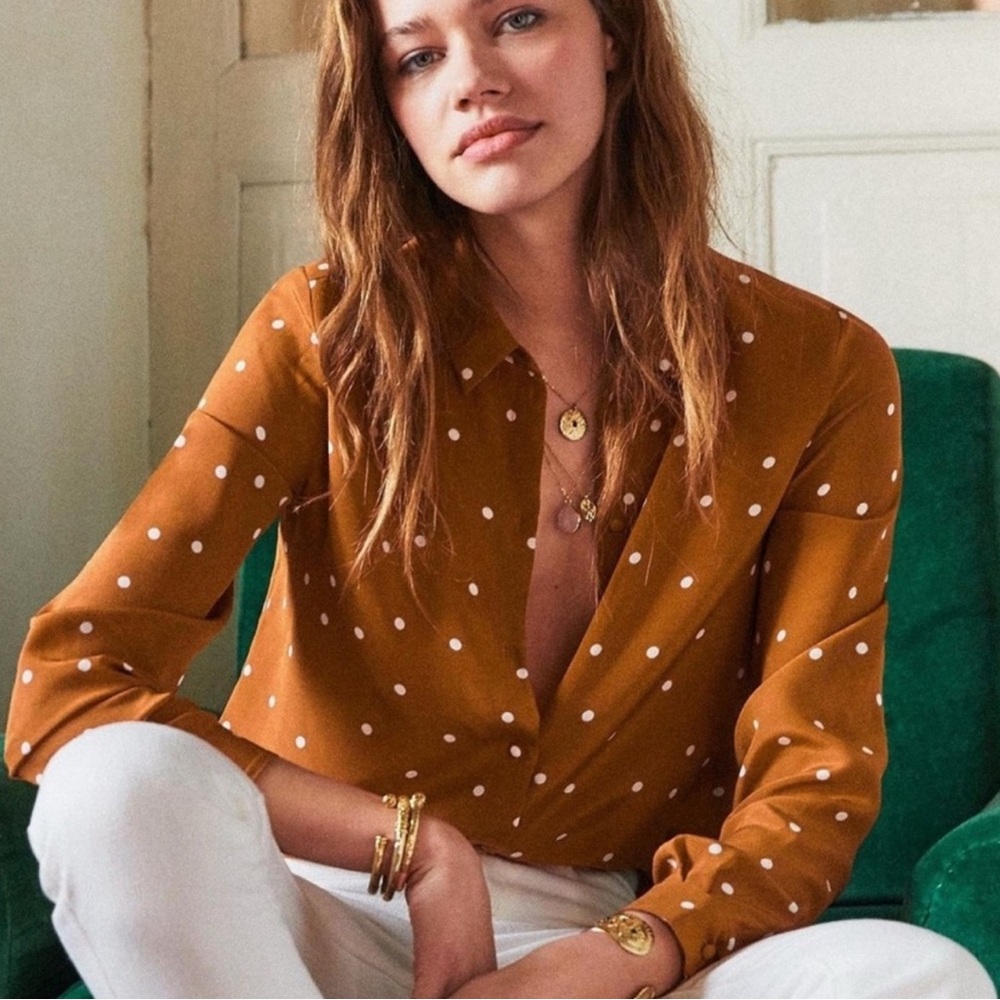 Sesame Polka Dot Silk Blouse